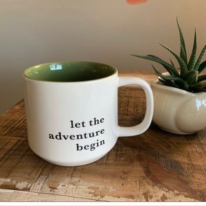 Let the Adventure Begin Stoneware White Green Mug